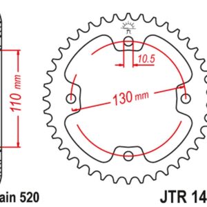 JT ZĘBATKA TYLNA 4303 37 KAWASAKI KSF 450 (KFX 450) '08-14' (ATV) (430337JT) (ŁANC.520)