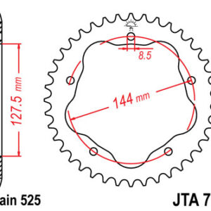 JT ZĘBATKA TYLNA 4320 42 ALUMINIOWA DUCATI 848/916/996/1000/1100 (POTRZEBNY ADAPTER JTA750B) (432042JTA) (ŁAŃC. 525) KOLOR CZARNY - ZASTĘPUJE JTA752.42