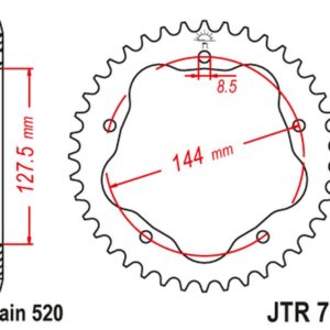 JT ZĘBATKA TYLNA 4320M 43 DUCATI 950 HYPERMOTARD '19-20, 800 MONSTER '05-07, 748 BIPOSTO '95-03, (POTRZEBNY ADAPTER JTA750B) (4320M43JT) (ŁAŃC. 520)