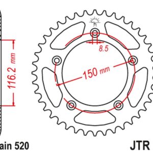 JT ZĘBATKA TYLNA 4329 42 APRILIA RS 250 '95-04' (432942JT) (ŁAŃC.520)