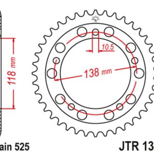 JT ZĘBATKA TYLNA 4343 39 HONDA CBR 400 (NC29) (434339JT) (ŁAŃC.525)NA ZAMÓWIENIE