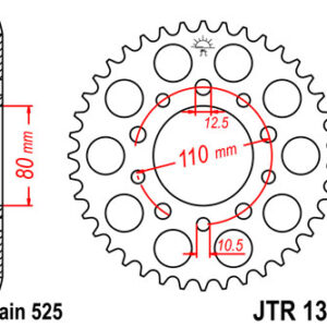 JT ZĘBATKA TYLNA 4350 40 HONDA CB 500 '94-'03, CB 750F '93-'03 (435040JTZBK) (ŁAŃC. 525) KOLOR CZARNY