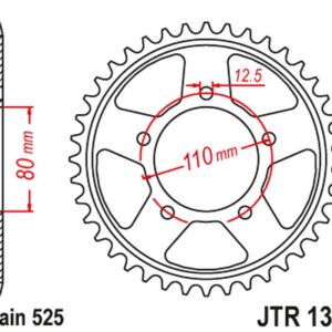 JT ZĘBATKA TYLNA 4750 42 HONDA CRF 1000 / 1100 L AFRICA TWIN / ADVENTURE SPORT '16-'23 (475042JTZBK) (ŁAŃC. 525) KOLOR CZARNY