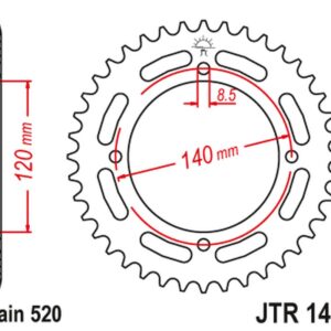 JT ZĘBATKA TYLNA 4354 39 KAWASAKI KXF A TECATE '87-88' (ATV) (435439JT) (ŁAŃC.520) NA ZAMÓWIENIE
