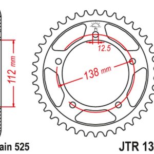 JT ZĘBATKA TYLNA 4357 41 HONDA VT750C '98-'07, CBF 500 '04-'08 (PC39) (435741JTZBK) (ŁAŃC. 525) KOLOR CZARNY