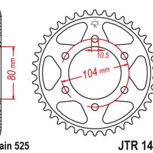 JT ZĘBATKA TYLNA 4359 39 KAWASAKI ZX 9R '02-'03, ZX 10R '04-'05/'11-'20 (435939JT) (ŁAŃC. 525) (CZARNA)