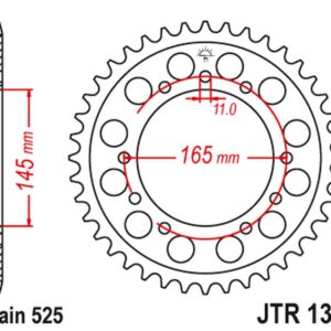 JT ZĘBATKA TYLNA 4367 44 HONDA NTV 650 BRO'S '88-91', NT/NTV/VFR 400 '87-91' (436744JT) (ŁAŃC.525)
