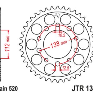 JT ZĘBATKA TYLNA 4384 43 HONDA CBR 600 '91-'98, CBR 600 '11-'14, CBR 900 RR FIREBLADE '93-'98 (JJTR1303.43) (ŁAŃC. 520)