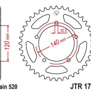 JT ZĘBATKA TYLNA 4397 42 TRIUMPH 865 BONEVILLE/THRUXTON '15-'16, SCRAMBLER '16-'17 (439742JT) (ŁAŃC. 520)