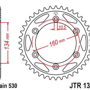 JT ZĘBATKA TYLNA 4399 42 HONDA CBR 1000RR '06-'16, CBR 900RR '00-'03 (439942JTZBK) (ŁAŃC. 530) KOLOR CZARNY