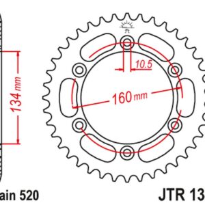 JT ZĘBATKA TYLNA 4400 43 ALUMINIOWA HONDA CBR 600/900/929/954/1000 (440043JTA) (ŁAŃC. 520) KOLOR CZARNY