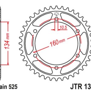 JT ZĘBATKA TYLNA 4405 41 HONDA CBR 600RR '07-'16 (440541JTZBK) (ŁAŃC. 525) KOLOR CZARNY