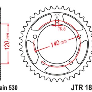 JT ZĘBATKA TYLNA 4409 45 TRIUMPH TIGER 1050 '07-'14 (440945JT) (ŁAŃC. 530) KOLOR CZARNY (+1)