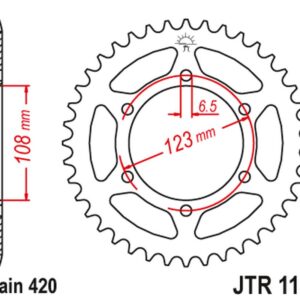 JT ZĘBATKA TYLNA 4412 52 APRILIA RS 50 '06-'14, DERBI GPR 50 '04-'13, SENDA SM 50 '07-'12 (441252JT) (ŁAŃC.420)