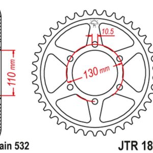 JT ZĘBATKA TYLNA 4440 48 YAMAHA YZF-R6 '03-10' (444048JT) (ŁAŃC.532) (ORYG.)