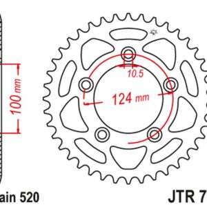 JT ZĘBATKA TYLNA 4444 48 DUCATI PANIGALE 899 14-15, SCRAMBLER 800 15-18 (-2) (444448JT) (ŁAŃC.520)