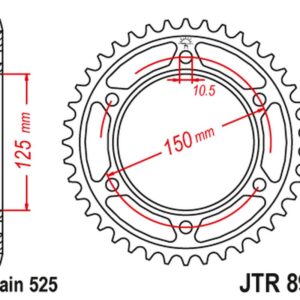 JT ZĘBATKA TYLNA 4454 42 KTM 950/990/1190 ADVENTURE / R LC8 '03-'18 (445442JTZBK) (ŁAŃC. 525) KOLOR CZARNY