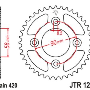 JT ZĘBATKA TYLNA 4463 37 HONDA CRF 50 '04-20'; XR 50 '00-04' (446337JT) (ŁAŃC.420)
