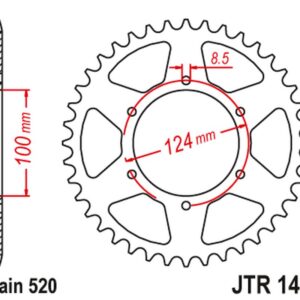 JT ZĘBATKA TYLNA 4466 37 KAWASAKI KXT 250 B1/B2 '86-87' (446637JT) (ŁAŃC.520) NA ZAMÓWIENIE