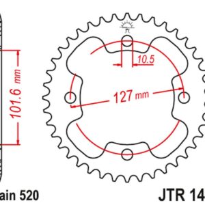 JT ZĘBATKA TYLNA 4480 37 POLARIS 450 OUTLAW '08-10', 500 PREDATOR '03-07', 525 OUTLAW '08-10' (448037JT) (ŁAŃC.520)