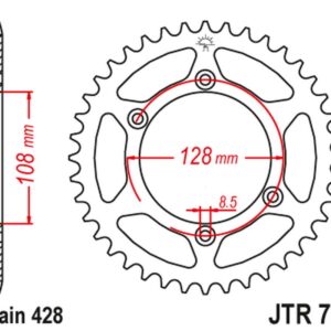 JT ZĘBATKA TYLNA 4488 51 KAWASAKI KLX 125 '03-06, SUZUKI DR-Z 125 '03-20 (448851JT) (ŁAŃC. 428)