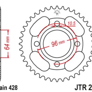 JT ZĘBATKA TYLNA 4521 44 HONDA CG 125 '00-06 (452144JT) (ŁAŃC.428)