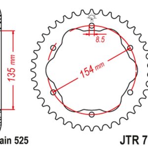 JT ZĘBATKA TYLNA 4522 38 DUCATI MONSTER 1200/S '14-20, PANIGALE 1103 '18, PANIGALE 1199/1299 '12-19, DIAVEL 1198 '11-18 (POTRZEBNY ADAPTER JTA760B LUB JTA770B) (JTR761.38) (ŁAŃC. 525)