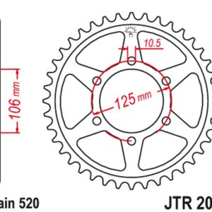 JT ZĘBATKA TYLNA 4530 51 (453051JT) TRIUMPH DAYTONA 660 '24-, TIGER SPORT 660 '24-'24, TRIDENT 660 '21-'24 (ŁAŃC. 520)