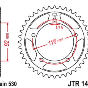 JT ZĘBATKA TYLNA 4542 41 KAWASAKI ZZR 1400 '06-'18 (454241JT) (ŁAŃC. 530) (CZARNA)