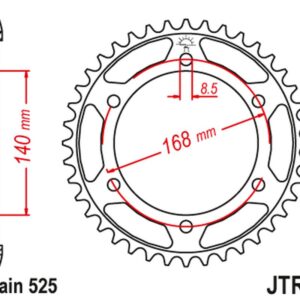 JT ZĘBATKA TYLNA 4550 42 BMW F800R (OTWÓR NA ŚRUBĘ 8,5MM) (455042JT) (ŁAŃC. 525) CZARNA