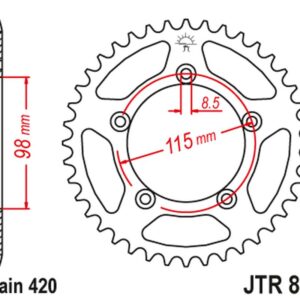 JT ZĘBATKA TYLNA 4552 48 KTM SX 60/65 '98-'21 (455248JT) (ŁAŃC. 420) KOLOR CZARNY