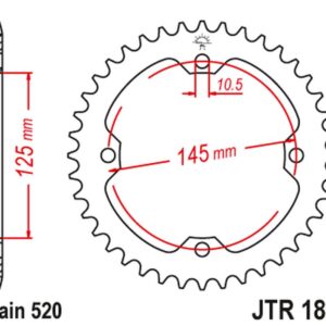 JT ZĘBATKA TYLNA 4588 45 YAMAHA YFZ 450R '09-19, YFM 250/350/450/700 RAPTOR (458845JT) (ŁAŃC. 520) - MOŻE ZASTĄPIĆ 85742JT
