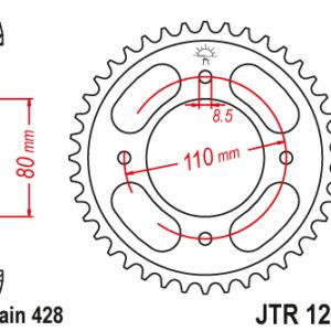 JT ZĘBATKA TYLNA 4597 41 HONDA CBF 125 '21-'23 (459741JT) (ŁAŃC. 428) OEM: 41200-K0N-E00 - ZAMÓWIĆ