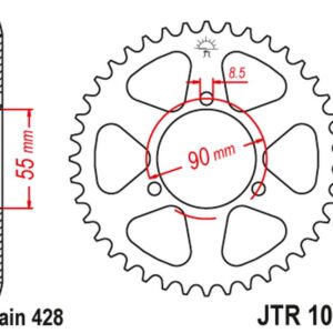 JT ZĘBATKA TYLNA 4612 46 RIEJU 125 RS2 NAKED/MATRIX/PRO '06-10'(461246JT) (ŁAŃC.428)