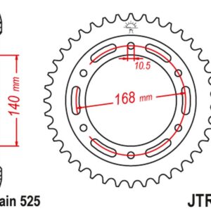 JT ZĘBATKA TYLNA 4613 41 BMW F 650 GS '09-'12, F800GS 08-18 (-1) (461341JT) (ŁAŃC. 525) CZARNA