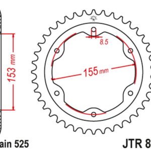 JT ZĘBATKA TYLNA 4642 38 KTM 1290 SUPERDUKE (14-18) (464238JTZBK) (ŁAŃC.525) KOLOR CZARNY - ZASTĘPUJE JTR893.38