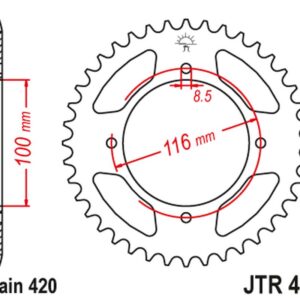 JT ZĘBATKA TYLNA 467 48 KAWASAKI KX 80/85 '86-'17 (46748JT) (ŁAŃC. 420)