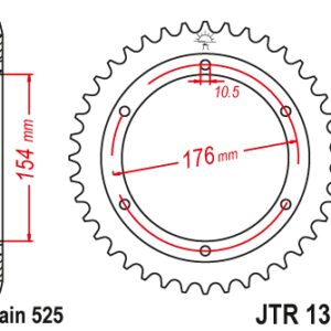 JT ZĘBATKA TYLNA 4679 44 HONDA CB 1000RA '18-19, VFR 800 V-TEC (ABS) '14-'17, VFR 800X CROSSRUNNER '15-'17 (467944JT) (ŁAŃC. 525)