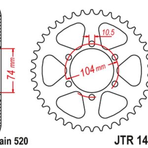 JT ZĘBATKA TYLNA 475 40 KAWASAKI KL 250 '77-78', KE 250 '77-79' (47540JT) (ŁAŃC520)