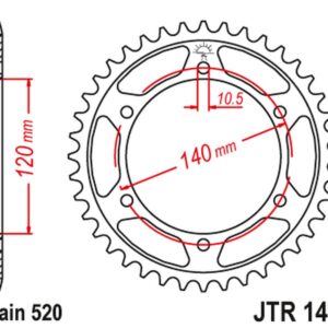 JT ZĘBATKA TYLNA 475 42 KAWASAKI KLR 250 84-05 (47542JT) (ŁAŃC. 520)
