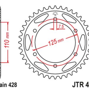 JT ZĘBATKA TYLNA 485 46 GILERA 125 KK/KZ '06-89', 125 COUGAR '01' (48546JT) (ŁAŃC.428)