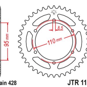JT ZĘBATKA TYLNA 486 45 CAGIVA 125 ELEFANT/STX ALETTA ROSSA '83-88' (48645JT) (ŁAŃC. 428)