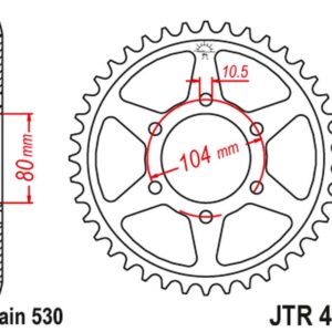 JT ZĘBATKA TYLNA 488 39 KAWASAKI KZ 650 SR 77-80, Z 500B3 81, Z 400F 8385 (48839JT) (ŁAŃC. 530)
