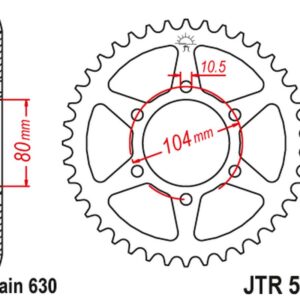 JT ZĘBATKA TYLNA 501 33 KAWASAKI Z 750 '80-82', GPZ 750 '82-87'; Z 1000/1100 '81-86', GPZ 1100 '81-85' (50133JT) (ŁAŃC.630)
