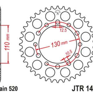 JT ZĘBATKA TYLNA 504 42 HONDA TRX 200 '90-97', KAWASAKI EL 250 '88-03' (50442JT) (ŁAŃC.520)