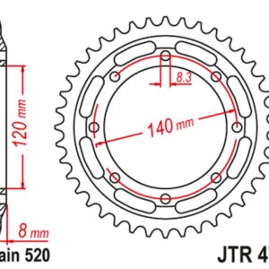 JT ZĘBATKA TYLNA 506 43 KAWASAKI KLR 600 '84-90' (50643JT) (ŁAŃC.520)