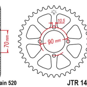 JT ZĘBATKA TYLNA 5302 43 KAWASAKI KSF 250 MOJAVE '87-04', KEF 300 LAKOTA '95-03' (530243JT) (ŁAŃC.520)