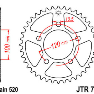 JT ZĘBATKA TYLNA 703 41 CAGIVA TAMANACO 125 88-91 (70341JT) (ŁAŃC. 520) - ZASTĘPUJE 70340JT (JTR698.40)