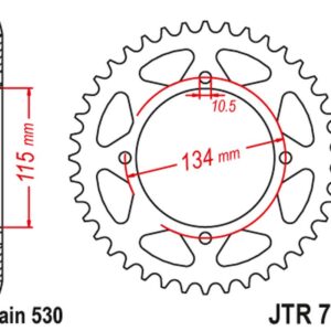 JT ZĘBATKA TYLNA 711 48 CAGIVA ELEFANT 650/750 '85-89', DUCATI 650/750 INDIANA CUSTOM '87-90' (71148JT) (ŁAŃC.530)