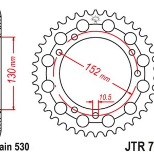 JT ZĘBATKA TYLNA 713 46 CAGIVA ELEFANT 750/900 '90-98', GRAND CANYON 900 '99' (71346JT) (ŁAŃC.530)